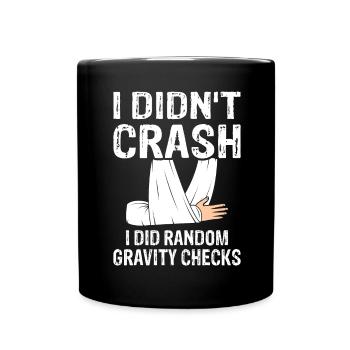 Gravity Checks - Knochenbruch Fraktur Armbruch - Tasse einfarbig - Schwarz - Vorne