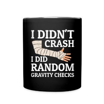 Gravity Checks - Gipsarm Armbruch Knochenbruch - Tasse einfarbig - Schwarz - Vorne