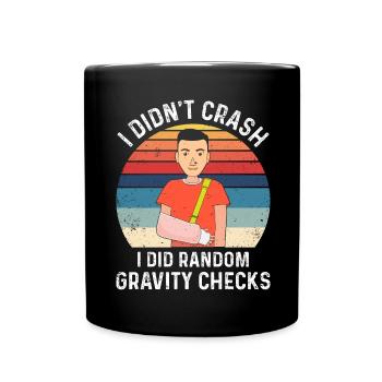 Gravity Checks - Knochenbruch Fraktur Gebrochener - Tasse einfarbig - Schwarz - Vorne