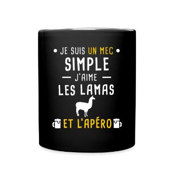 lamas et apéro mec simple - Mug uni - noir - Devant