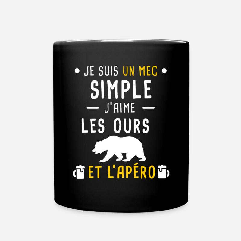 ours et apéro mec simple - Mug uni - noir