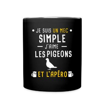 pigeons et apéro mec simple - Mug uni - noir - Devant