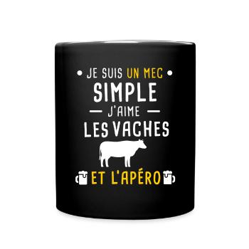 vaches et apéro mec simple - Mug uni - noir - Devant