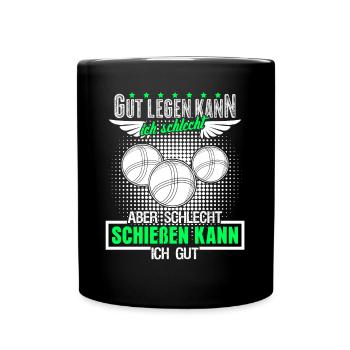 Boule Boccia Boulekugeln Spruch Petanque - Tasse einfarbig - Schwarz - Vorne
