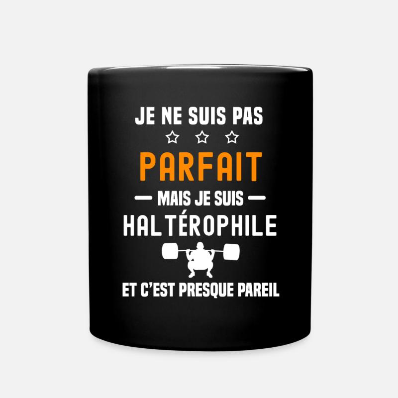 haltérophilie pas parfait mais haltérophile - Mug uni - noir