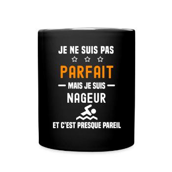piscine pas parfait mais nageur nager - Mug uni - noir - Devant