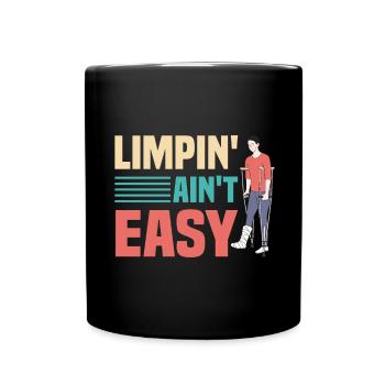 Gebrochenes Bein Spruch - Fraktur Gipsbein - Tasse einfarbig - Schwarz - Vorne
