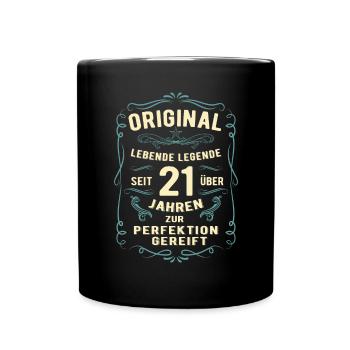 Original seit über 21 Jahren Geburtstag Geburt - Tasse einfarbig - Schwarz - Vorne