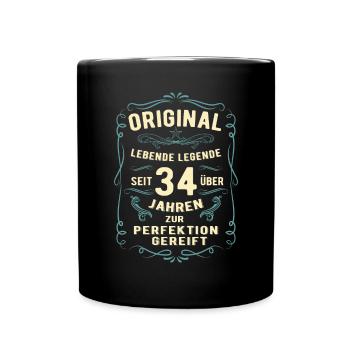 Original seit über 34 Jahren Geburtstag Geburt - Tasse einfarbig - Schwarz - Vorne