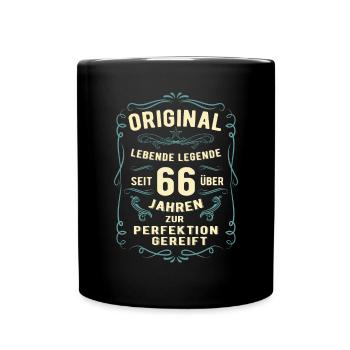 Original seit über 66 Jahren Geburtstag Geburt - Tasse einfarbig - Schwarz - Vorne