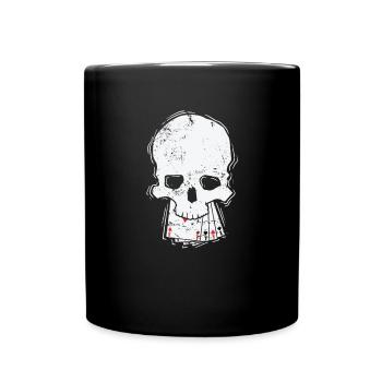 Totenkopf mit Karten Skat oder Poker Kartenspiel - Tasse einfarbig - Schwarz - Vorne