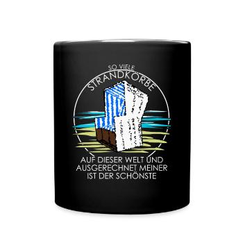 Strandkorb Ostsee Nordsee Witz Urlaub - Tasse einfarbig - Schwarz - Vorne