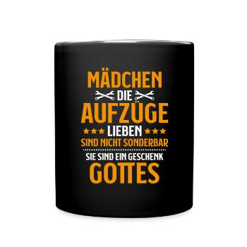Aufzugsmonteur Aufzugsmechaniker Elevator Mechanic - Tasse einfarbig - Schwarz - Vorne