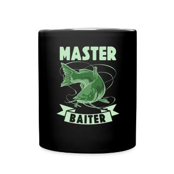 Master Baiter - Wels Catfish Angler Fischen Angeln - Tasse einfarbig - Schwarz - Vorne