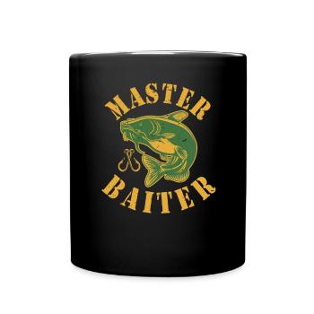 Master Baiter - Wels Catfish Angler Fischen Angeln - Tasse einfarbig - Schwarz - Vorne