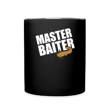 Master Baiter - Wels Catfish Angler Fischen Angeln - Tasse einfarbig - Schwarz - Vorne