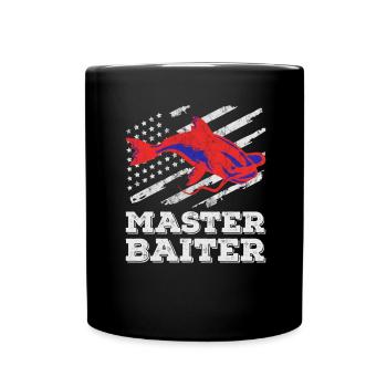 Master Baiter - Wels Catfish Angler Fischen Angeln - Tasse einfarbig - Schwarz - Vorne