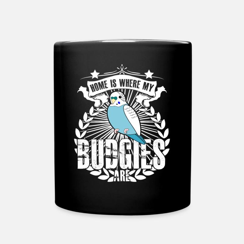 Budgie Budgie Budgerigars - Full Colour Mug - black