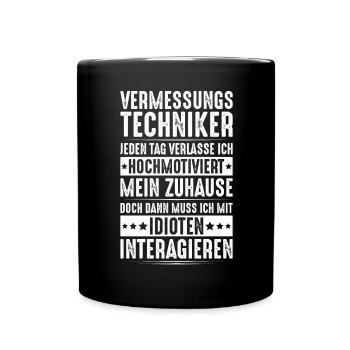 Vermessungstechniker Vermesser Land Surveyor - Tasse einfarbig - Schwarz - Vorne