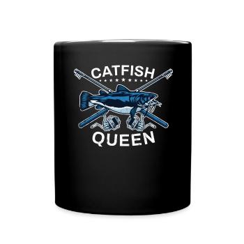 Wels Catfish Queen Fischerin Anglerin - Tasse einfarbig - Schwarz - Vorne
