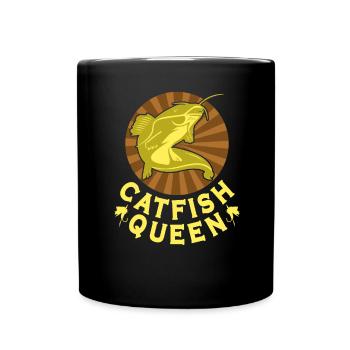 Wels Catfish Queen Fischerin Anglerin - Tasse einfarbig - Schwarz - Vorne