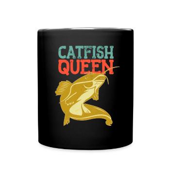 Wels Catfish Queen Fischerin Anglerin - Tasse einfarbig - Schwarz - Vorne