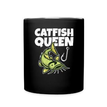 Wels Catfish Queen Fischerin Anglerin - Tasse einfarbig - Schwarz - Vorne