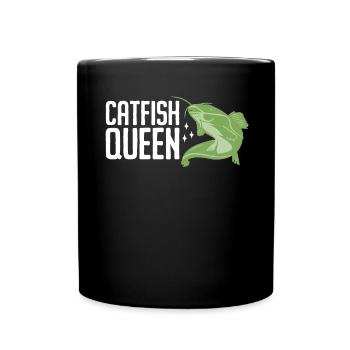 Wels Catfish Queen Fischerin Anglerin - Tasse einfarbig - Schwarz - Vorne