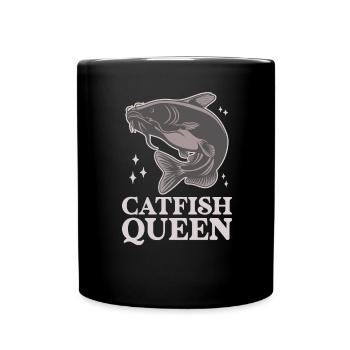 Wels Catfish Queen Fischerin Anglerin - Tasse einfarbig - Schwarz - Vorne