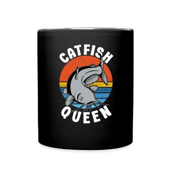 Wels Catfish Queen Fischerin Anglerin - Tasse einfarbig - Schwarz - Vorne