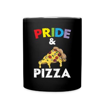 Pride and Pizza Italian Food Pizza Eater LG - Full Colour Mug - black - Front