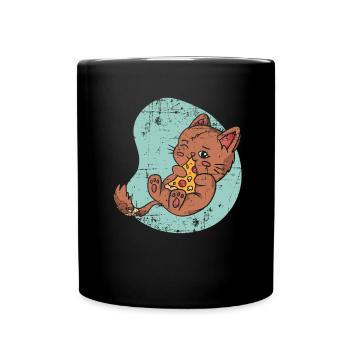 Pizza Cat Pizza Lover Cuisine italienne Ki - Mug uni - noir - Devant