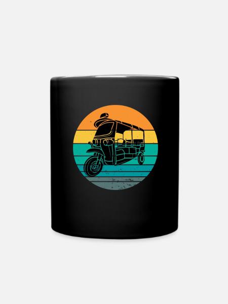 Tuk Tuk Rickshaw Italian Scooter Transporter - Full Colour Mug - black