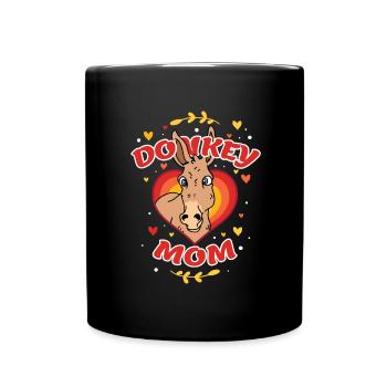 Donkey Mom Lustige Esel Mama - Tasse einfarbig - Schwarz - Vorne