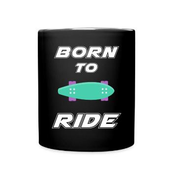 né pour rouler born to ride skateboard skate - Mug uni - noir - Devant