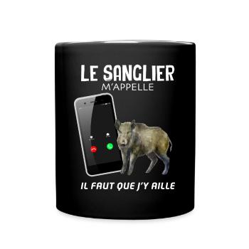 Chasseur de Sanglier Cadeau Humour Chasse Gibier - Mug uni - noir - Devant