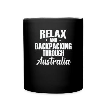 Relax and Backpacking through Australia Freedom - Full Colour Mug - black - Front