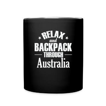 Relax and Backpack through Australia - Full Colour Mug - black - Front