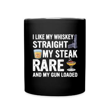 Whiskey Steak Pistolen - US Konservativ Cowboy - Tasse einfarbig - Schwarz - Vorne