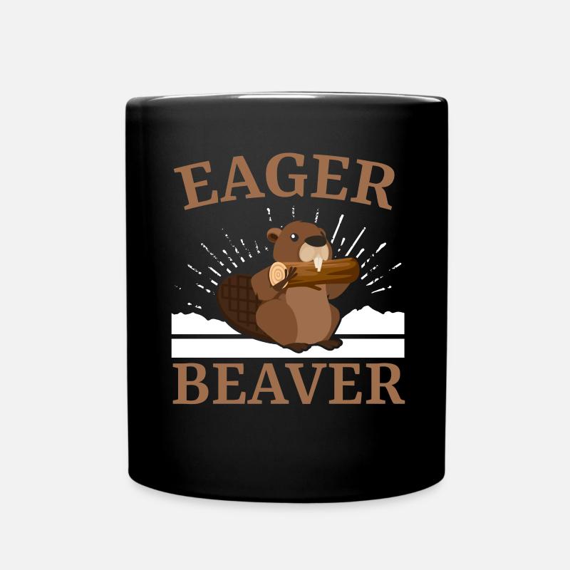 Avide Castor Faune Animal Canada Dam Rongeur - Mug uni - noir