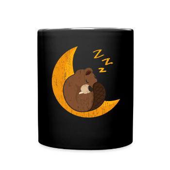 Schlafender Biber Wildtier Tier Kanada Damm Nageti - Tasse einfarbig - Schwarz - Vorne