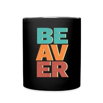 Retro Biber Wildtier Tier Kanada Damm Nagetier - Tasse einfarbig - Schwarz - Vorne