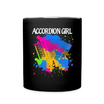 Akkordeon Girl Akkordeonist Zieharmonika - Tasse einfarbig - Schwarz - Vorne