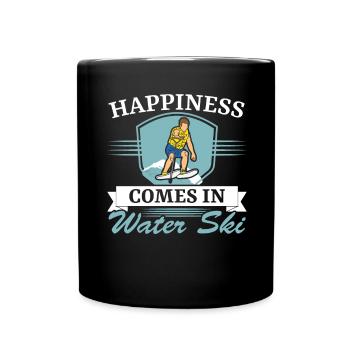 Happiness comes in waterskiing Waterskiing - Full Colour Mug - black - Front