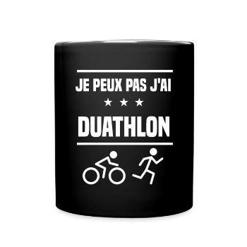 Je Peux Pas J'ai duathlon sport humour duathlète - Mug uni - noir - Devant
