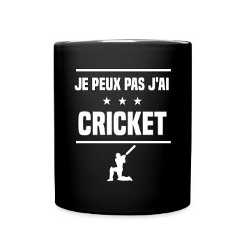 Je Peux Pas J'ai cricket joueur humour batteur - Mug uni - noir - Devant