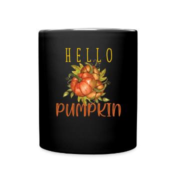 Kürbis Gewürzsaison Herbst Herbst Hallo Kürbis - Tasse einfarbig - Schwarz - Vorne