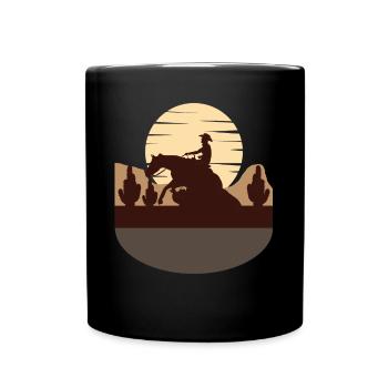 Reining Rider Horse Western Riding - Full Colour Mug - black - Front