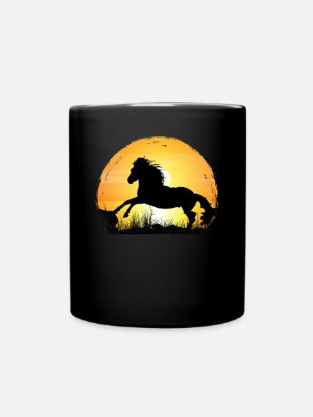 Sonnenuntergang - Appaloosa-Pferd - Tasse einfarbig - Schwarz