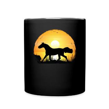 Sonnenuntergang - Holsteiner Pferd - Tasse einfarbig - Schwarz - Vorne